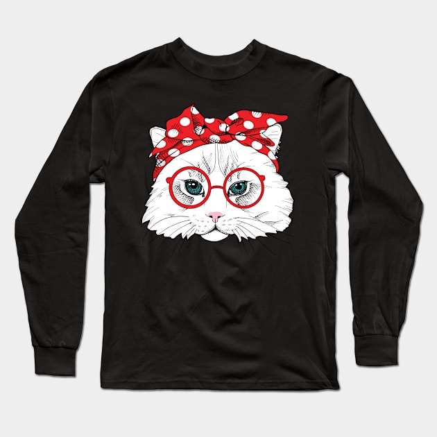 Bandana Cat Lover Long Sleeve T-Shirt by LotusTee